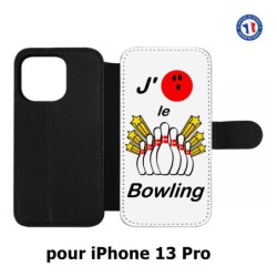 Etui cuir pour iPhone 13 Pro J'aime le Bowling