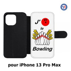 Etui cuir pour Iphone 13 PRO MAX J'aime le Bowling