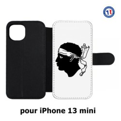 Etui cuir pour iPhone 13 mini Drapeau Corse Emblème - Écusson Corse Tête de Maure