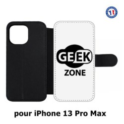 Etui cuir pour Iphone 13 PRO MAX Logo Geek Zone noir & blanc