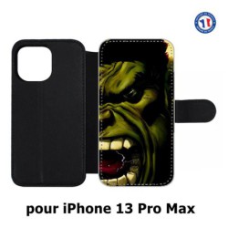 Etui cuir pour Iphone 13 PRO MAX Monstre Vert Hurlant