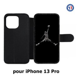 Etui cuir pour iPhone 13 Pro Michael Jordan 23 shoot Chicago Bulls Basket