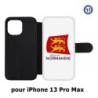 Etui cuir pour Iphone 13 PRO MAX Logo Normandie - Écusson Normandie - 2 léopards