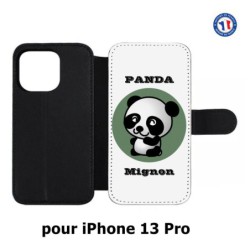 Etui cuir pour iPhone 13 Pro Panda tout mignon