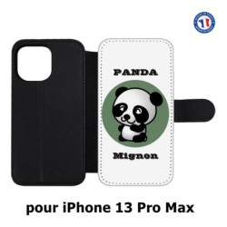 Etui cuir pour Iphone 13 PRO MAX Panda tout mignon