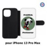 Etui cuir pour Iphone 13 PRO MAX Panda patineur patineuse - sport patinage