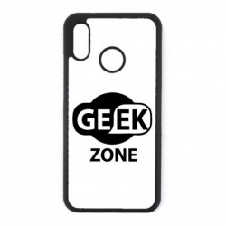 Coque noire pour Huawei P30 Logo Geek Zone noir & blanc