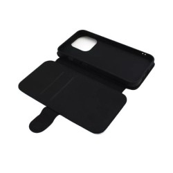 Etui cuir pour iPhone 13 Pro motif géométrique pattern noir et blanc - ronds noirs - Housse fermeture magnétique