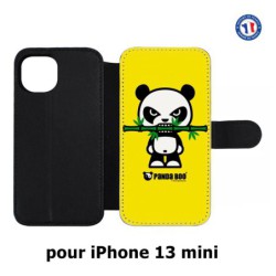 Etui cuir pour iPhone 13 mini PANDA BOO© Bamboo à pleine dents - coque humour