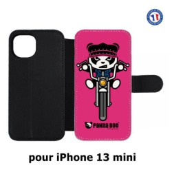 Etui cuir pour iPhone 13 mini PANDA BOO© Moto Biker - coque humour