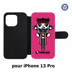 Etui cuir pour iPhone 13 Pro PANDA BOO© Moto Biker - coque humour