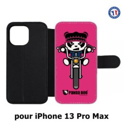 Etui cuir pour Iphone 13 PRO MAX PANDA BOO© Moto Biker - coque humour