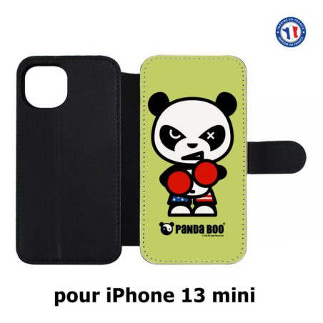 Etui cuir pour iPhone 13 mini PANDA BOO© Boxeur - coque humour