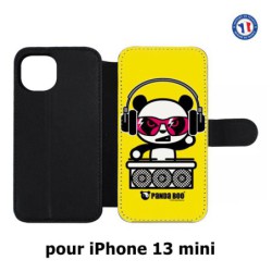 Etui cuir pour iPhone 13 mini PANDA BOO© DJ music - coque humour