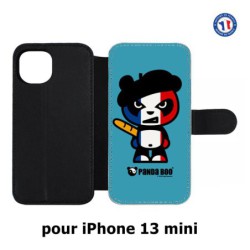 Etui cuir pour iPhone 13 mini PANDA BOO© Français béret baguette - coque humour