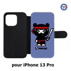 Etui cuir pour iPhone 13 Pro PANDA BOO© Ninja Boo noir - coque humour