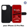 Etui cuir pour Iphone 13 PRO MAX ProseCafé© coque Humour : OUI je suis accro au Shopping