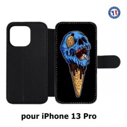 Etui cuir pour iPhone 13 Pro Ice Skull - Crâne Glace - Cône Crâne - skull art
