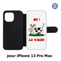 Etui cuir pour Iphone 13 PRO MAX Oh la vache - coque humoristique