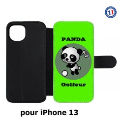 Etui cuir pour iPhone 13 Panda golfeur - sport golf - panda mignon