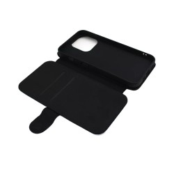 Etui cuir pour iPhone 13 motif géométrique pattern noir et blanc - ronds noirs - Housse fermeture magnétique