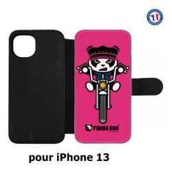 Etui cuir pour iPhone 13 PANDA BOO© Moto Biker - coque humour