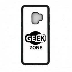 Coque noire pour Samsung S9 Logo Geek Zone noir & blanc