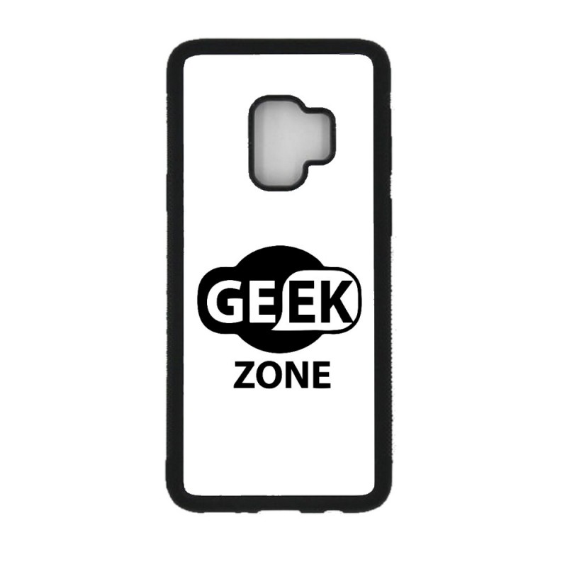 Coque noire pour Samsung S9 Logo Geek Zone noir & blanc