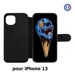 Etui cuir pour iPhone 13 Ice Skull - Crâne Glace - Cône Crâne - skull art