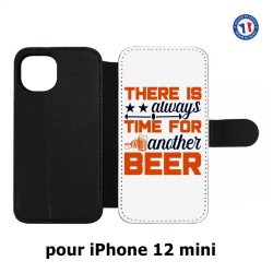 Etui cuir pour Iphone 12 MINI Always time for another Beer Humour Bière