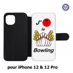Etui cuir pour Iphone 12 et 12 PRO J'aime le Bowling