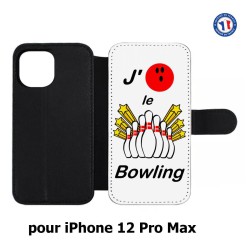 Etui cuir pour Iphone 12 PRO MAX J'aime le Bowling
