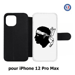 Etui cuir pour Iphone 12 PRO MAX Drapeau Corse Emblème - Écusson Corse Tête de Maure