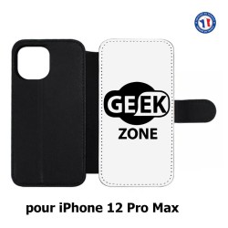 Etui cuir pour Iphone 12 PRO MAX Logo Geek Zone noir & blanc