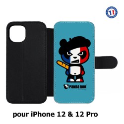 Etui cuir pour Iphone 12 et 12 PRO PANDA BOO© Français béret baguette - coque humour