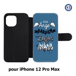 Etui cuir pour Iphone 12 PRO MAX ProseCafé© coque Humour : Ange gardien un boulot d'enfer