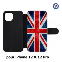Etui cuir pour Iphone 12 et 12 PRO Drapeau Royaume uni - United Kingdom Flag