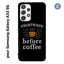 Coque pour Samsung Galaxy A33 5G Nightmare before Coffee - coque café
