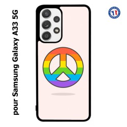 Coque pour Samsung Galaxy A33 5G Peace and Love LGBT - couleur arc en ciel