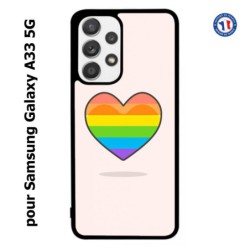 Coque pour Samsung Galaxy A33 5G Rainbow hearth LGBT - couleur arc en ciel Coeur LGBT