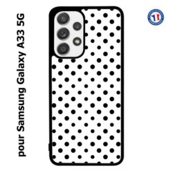 Coque pour Samsung Galaxy A33 5G motif géométrique pattern noir et blanc - ronds noirs