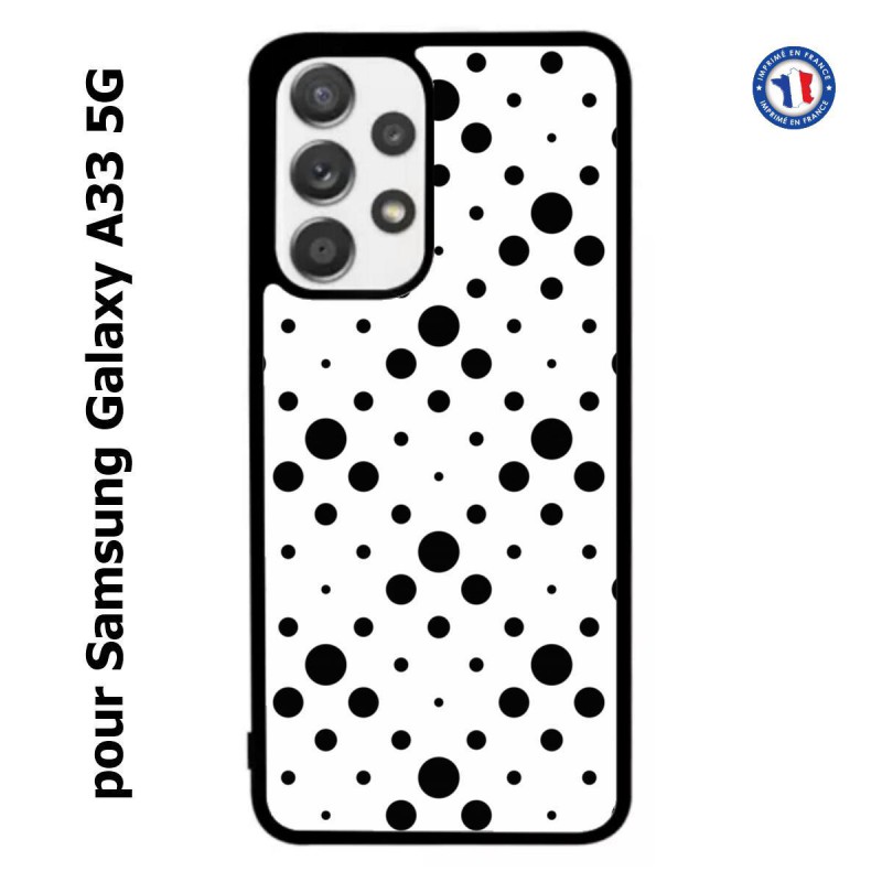 Coque pour Samsung Galaxy A33 5G motif géométrique pattern noir et blanc - ronds noirs sur fond blanc