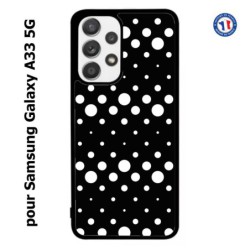 Coque pour Samsung Galaxy A33 5G motif géométrique pattern N et B ronds noir sur blanc