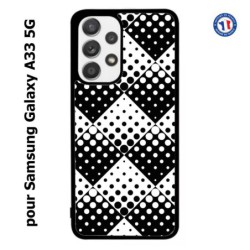Coque pour Samsung Galaxy A33 5G motif géométrique pattern noir et blanc - ronds carrés noirs blancs