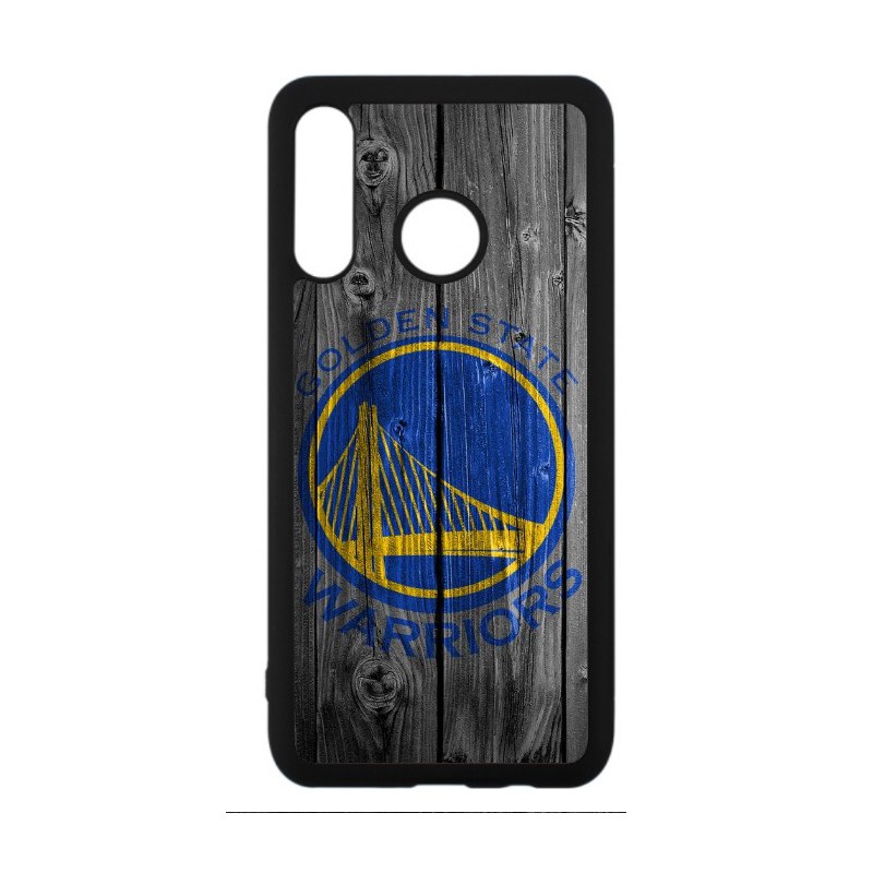 Coque noire pour Huawei P30 Lite Stephen Curry emblème Golden State Warriors Basket fond bois