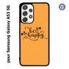 Coque pour Samsung Galaxy A53 5G Be Happy sur fond orange - Soyez heureux - Sois heureuse - citation