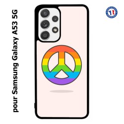 Coque pour Samsung Galaxy A53 5G Peace and Love LGBT - couleur arc en ciel