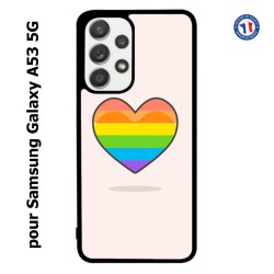 Coque pour Samsung Galaxy A53 5G Rainbow hearth LGBT - couleur arc en ciel Coeur LGBT