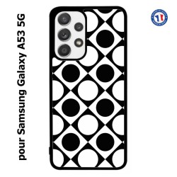 Coque pour Samsung Galaxy A53 5G motif géométrique pattern noir et blanc - ronds et carrés