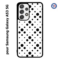 Coque pour Samsung Galaxy A53 5G motif géométrique pattern noir et blanc - ronds noirs sur fond blanc